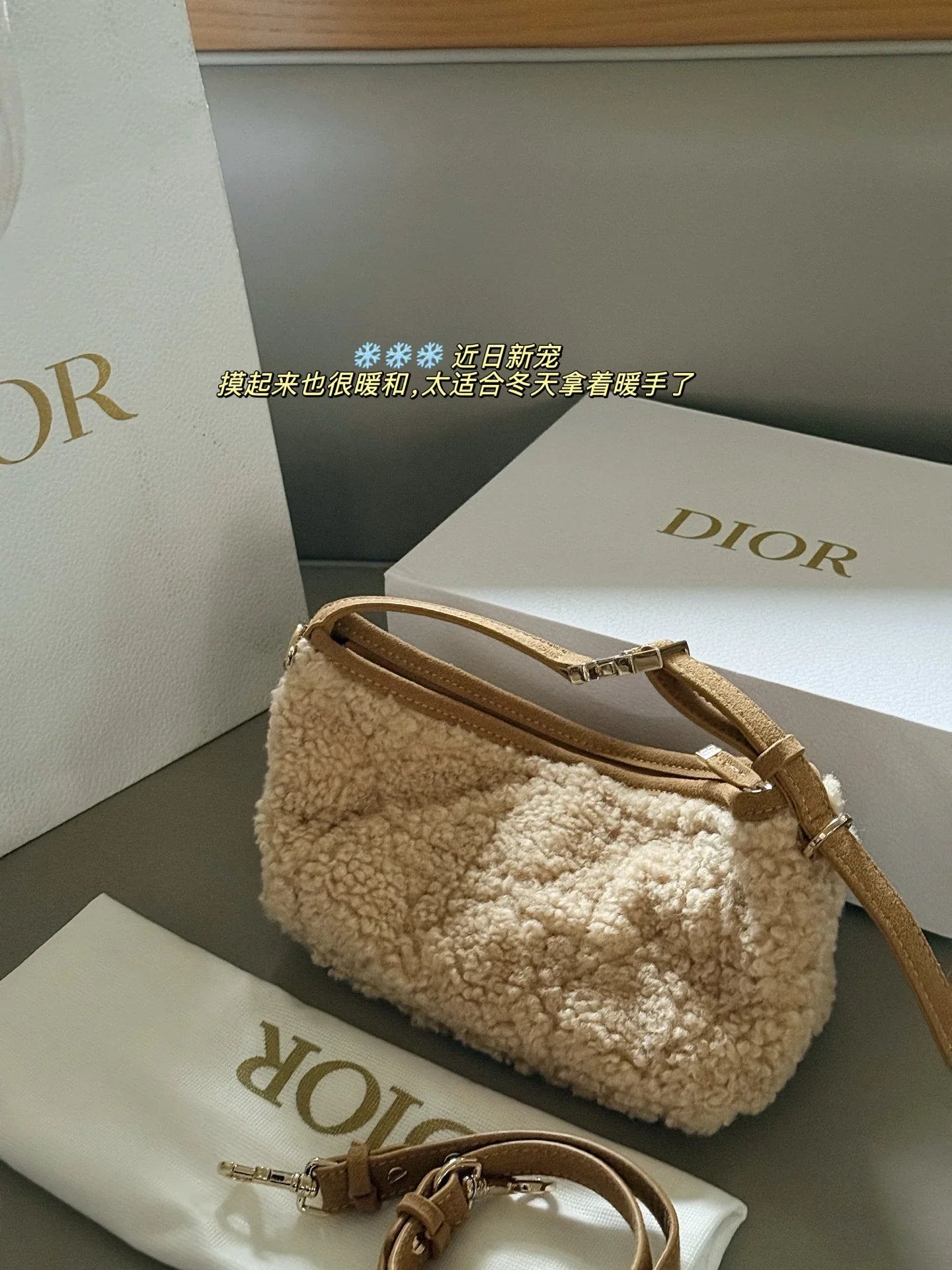 Plush lamb wool lunch box bag