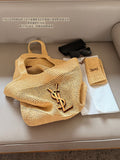 LanLafite Grass Weaving Large Logo Grass Weaving Mother Child Tote Tote Bag