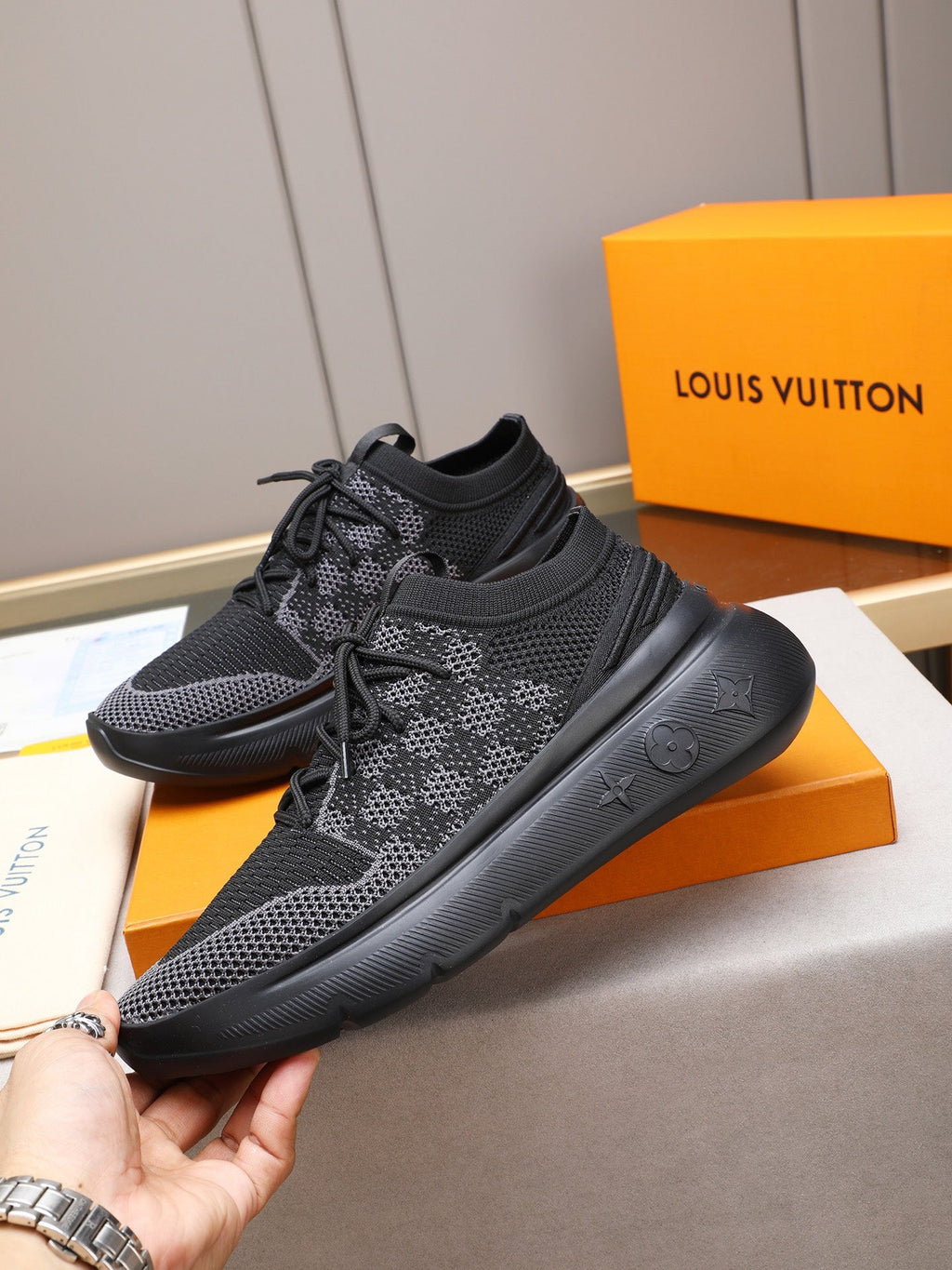 Shape embossed patchwork pattern shoe lace up series