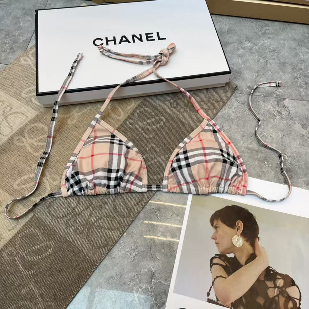 New plaid split swimsuit