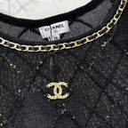 Classic Chain-Embellished Sheer Back Vest