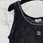 Classic Chain-Embellished Sheer Back Vest