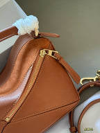 Splicing leather and color geometric bag