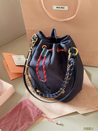 Canvas drawstring bucket bag