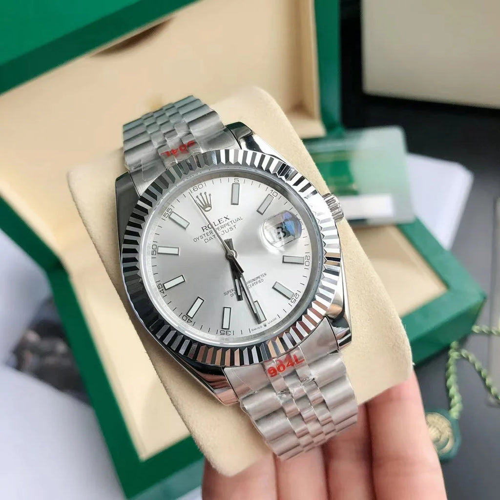 Silver Black Blue - White - 904L Steel - Automatic - 41mm