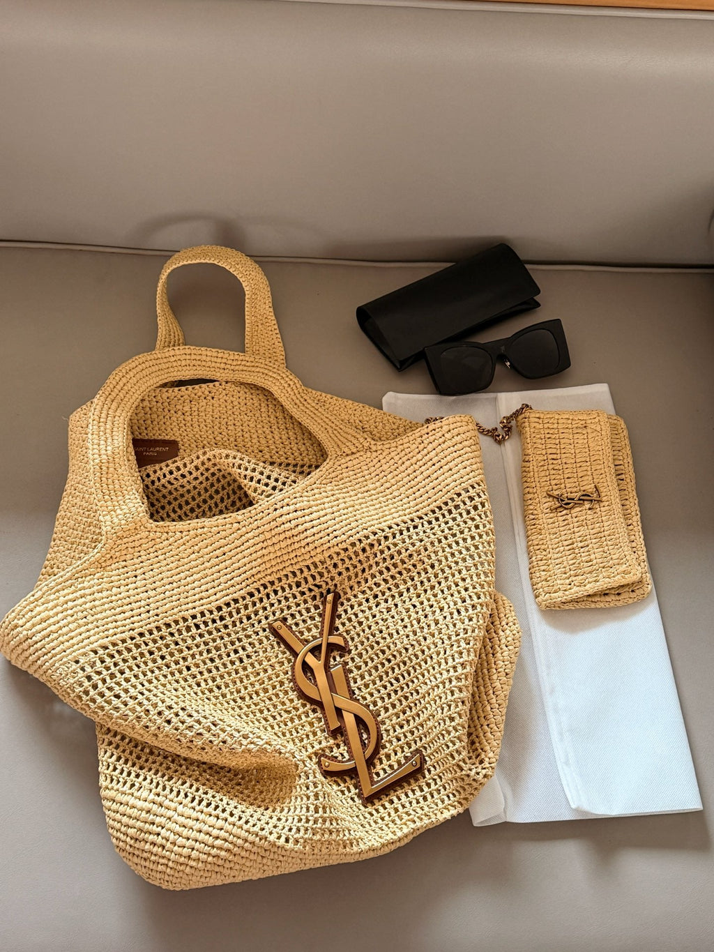 LanLafite Grass Weaving Large Logo Grass Weaving Mother Child Tote Tote Bag