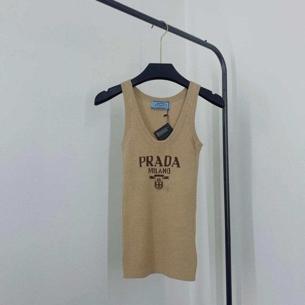 Letter Jacquard U-Neck Knitted Vest