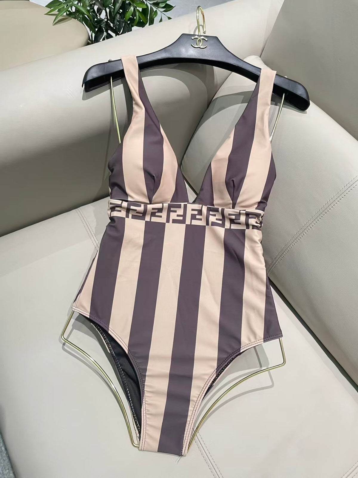 New striped one-piece swimsuit