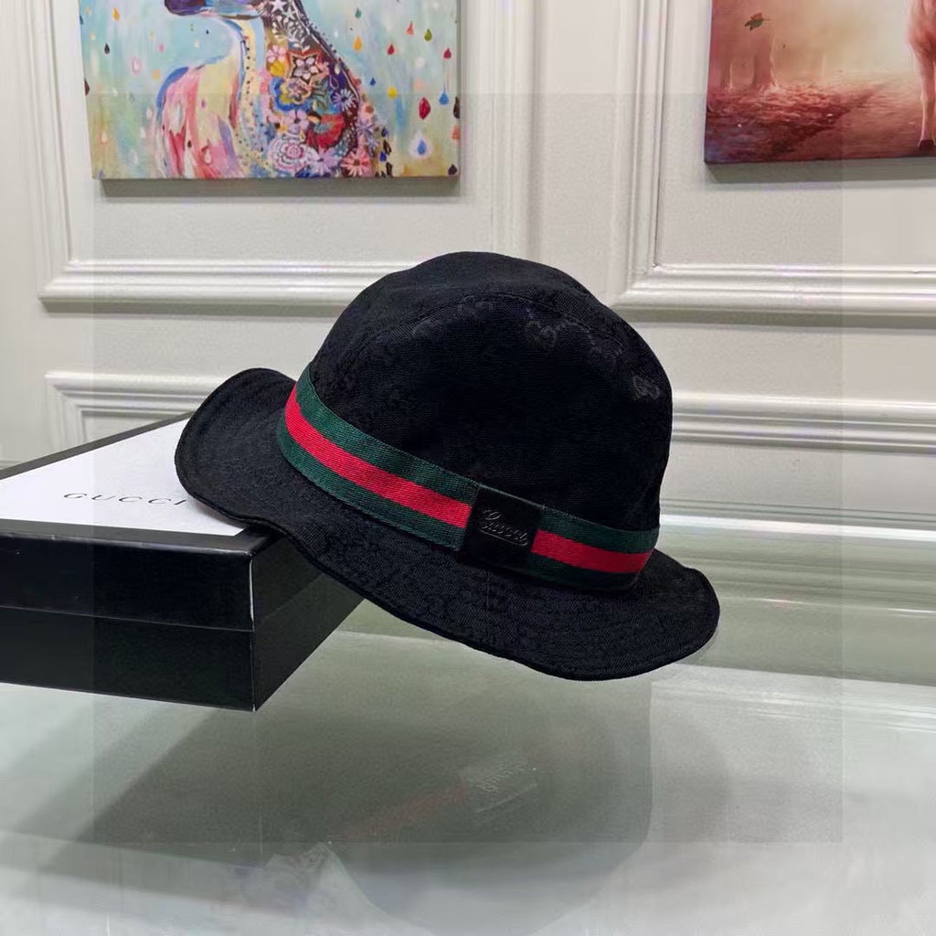 Red and green woven fisherman's hat