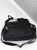 Black recycled nylon shoulder bag armpit bag