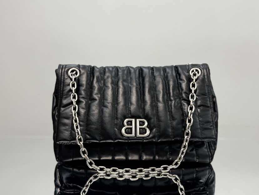 Embroidered black silver shoulder bag