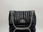 Embroidered black silver shoulder bag