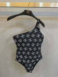New printed single shoulder swimsuit