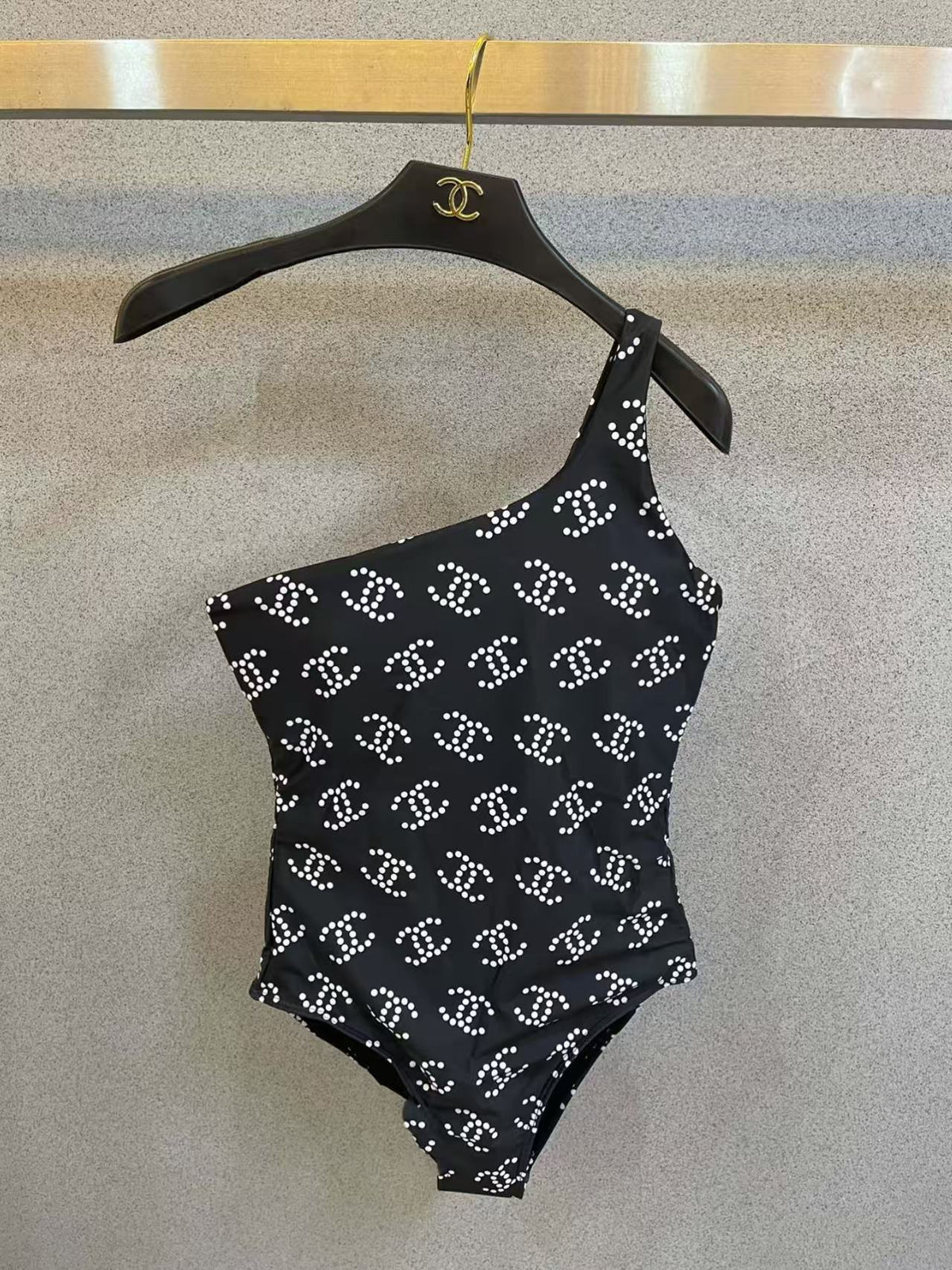 New printed single shoulder swimsuit