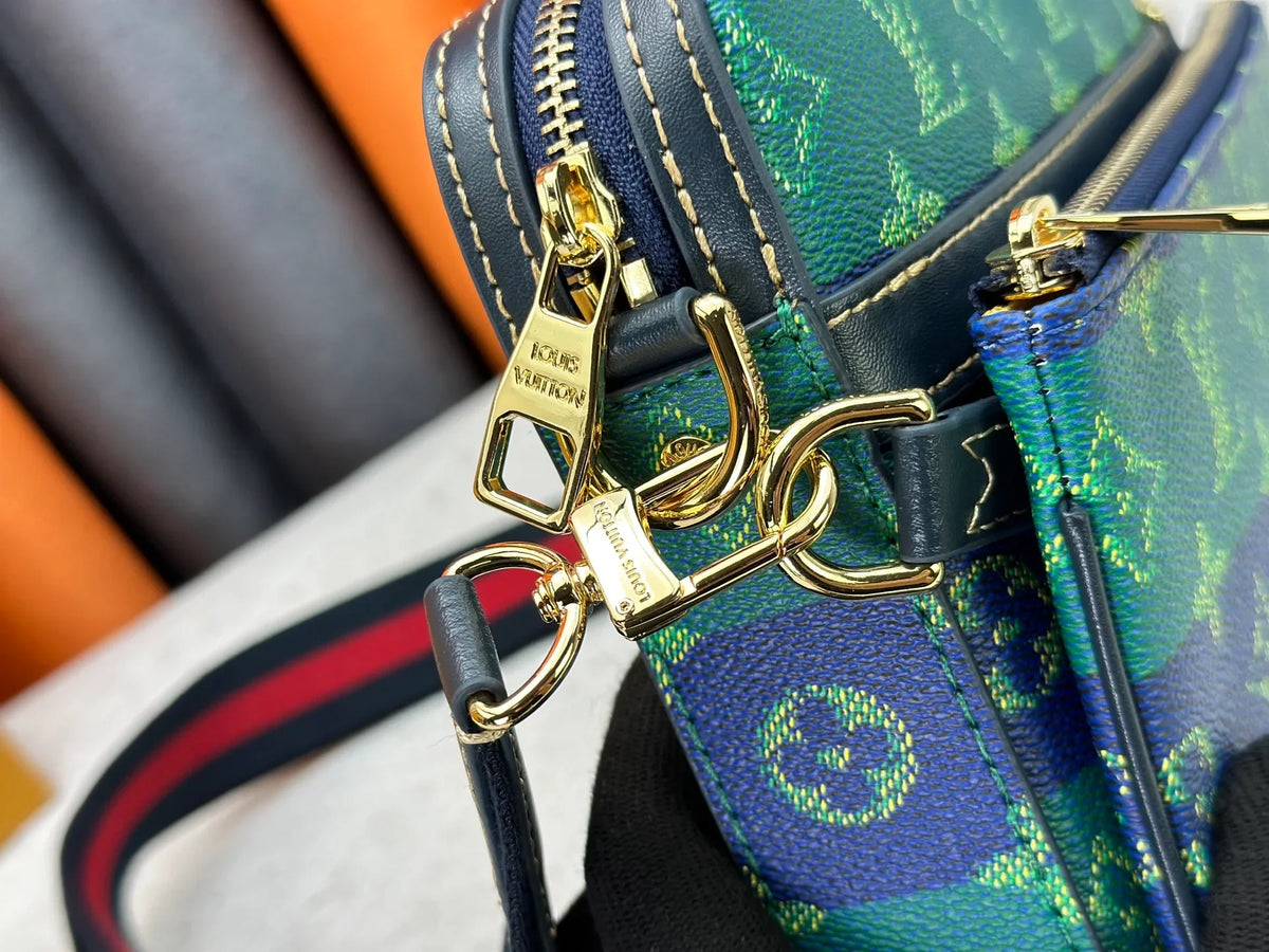 Striped canvas mailman bag