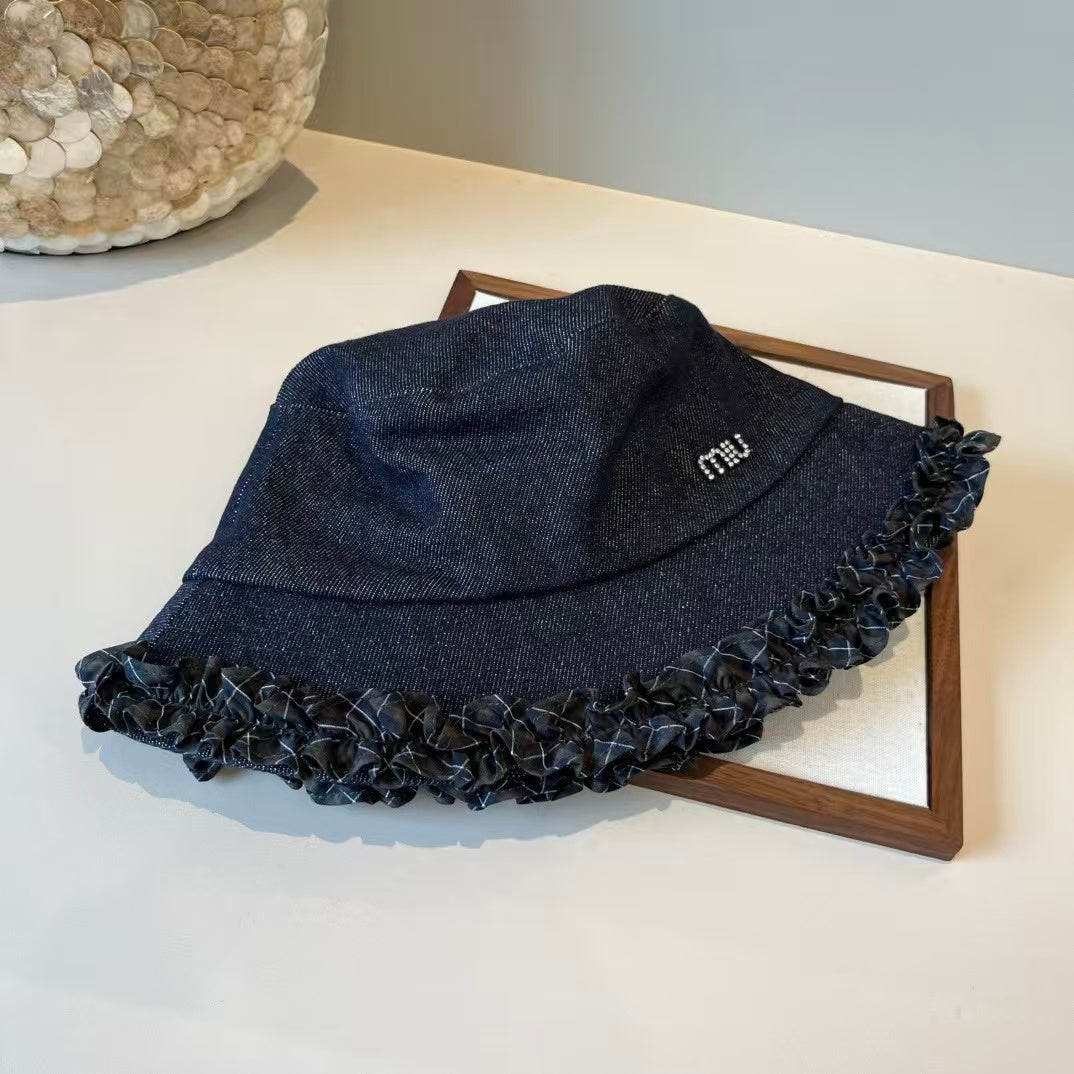 New lace denim fisherman hat
