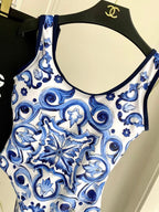 New Blue and White Porcelain Swimsuit