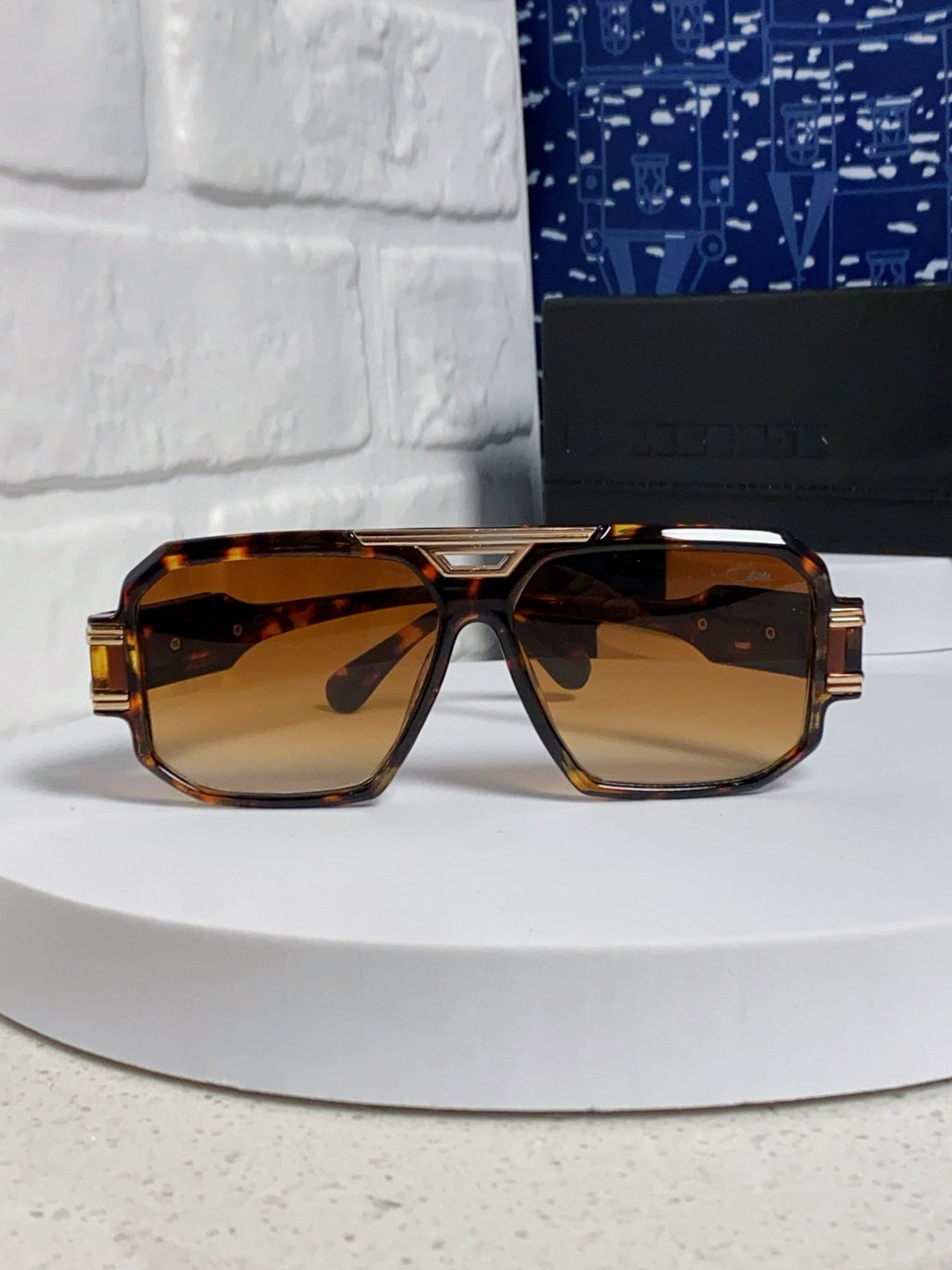 Steampunk retro square frame double beam sunglasses
