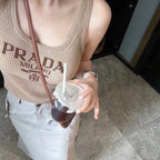 Letter Jacquard U-Neck Knitted Vest