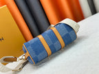 Checkered denim travel bag