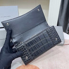 New crocodile patterned embossed cowhide large rectangular wallet