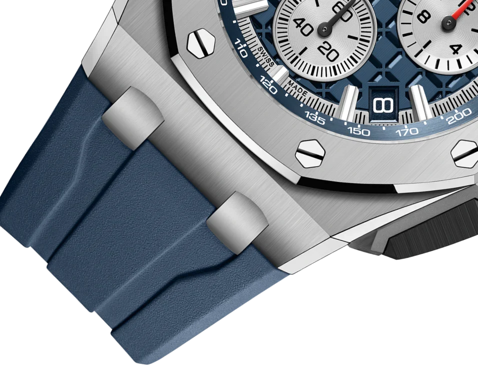 Chronograph-Blue Rubber Strap - Titanium Steel - Quartz - 43mm