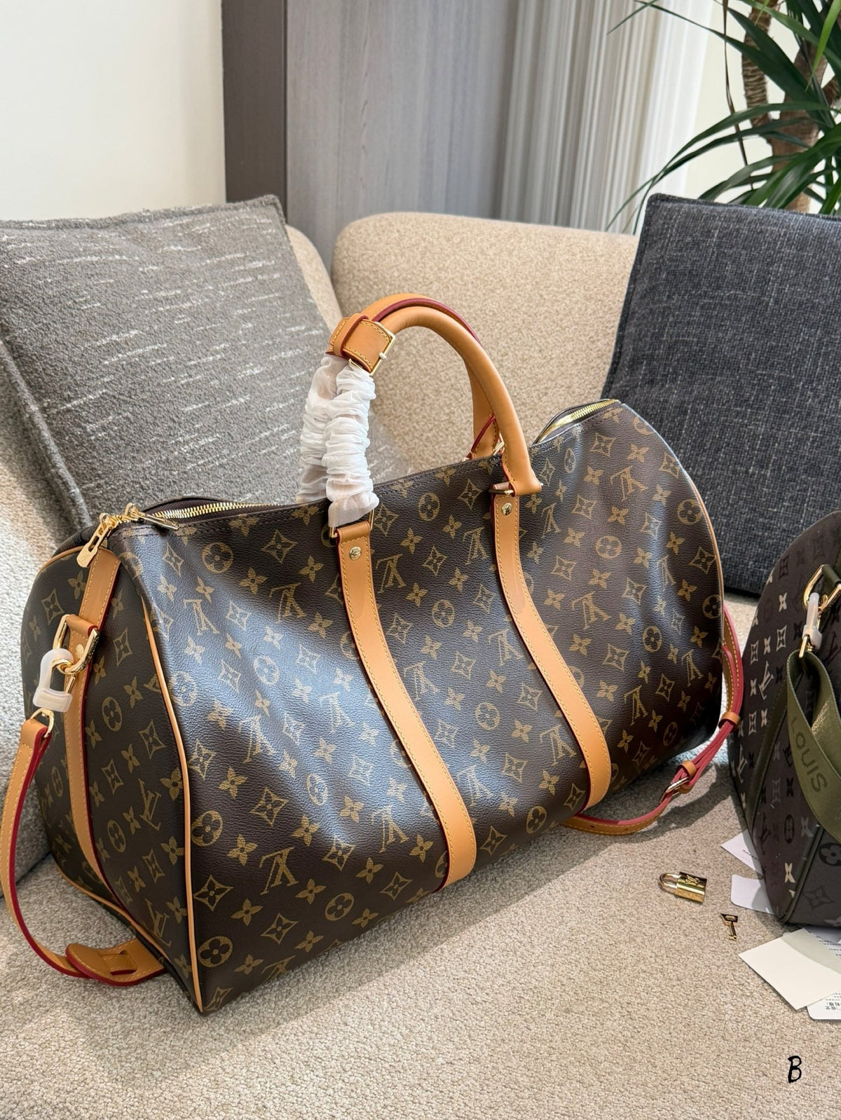 Green/old flower collage airport bag travel bag 50cm