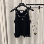 Combed Cotton Hand-crocheted Knitted Vest