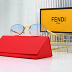 Vintage Frameless Metal Oval Sunglasses
