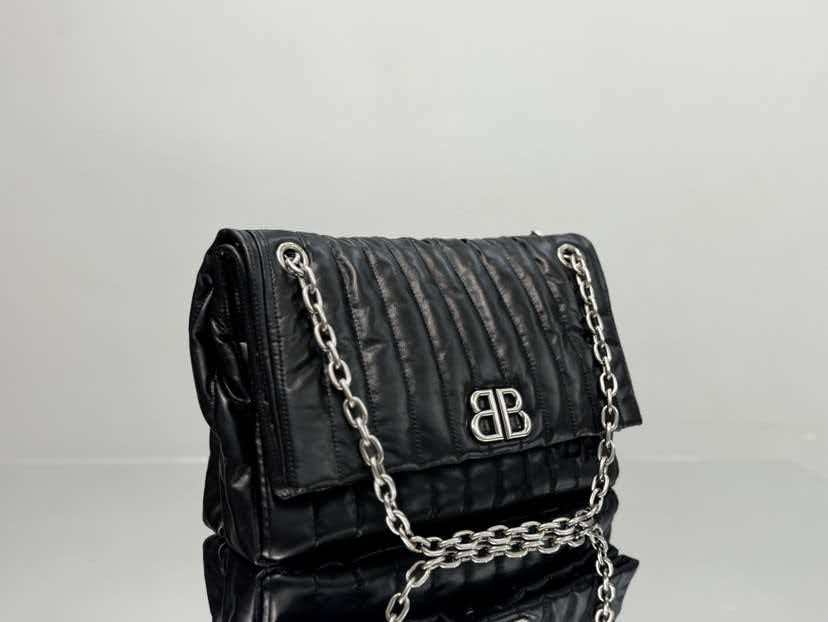 Embroidered black silver shoulder bag