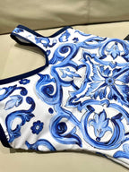 New Blue and White Porcelain Swimsuit