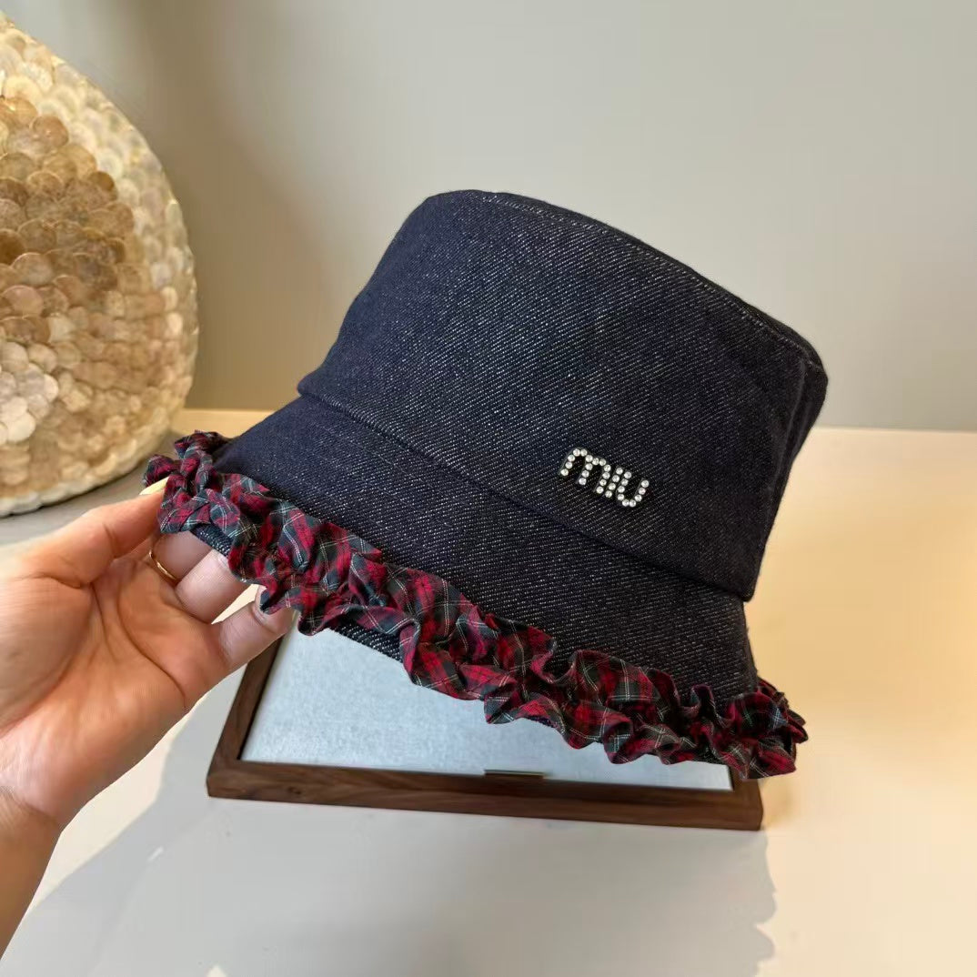 New lace denim fisherman hat