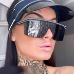 Large frame letter logo fashionable sunglasses