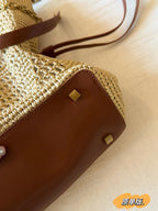 Straw woven tote bag