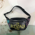 Fragrant leather graffiti waist and chest bag