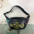 Fragrant leather graffiti waist and chest bag