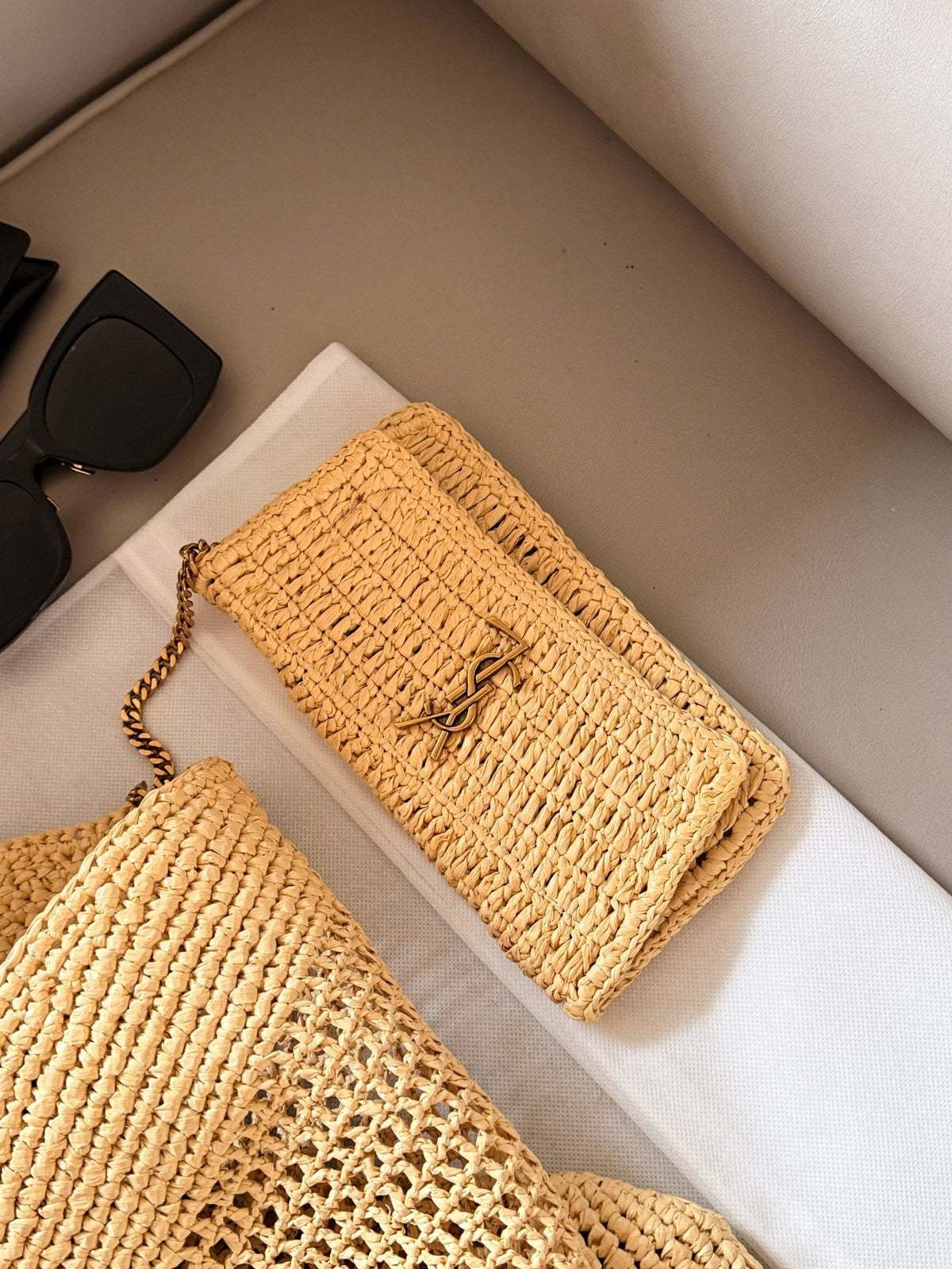 LanLafite Grass Weaving Large Logo Grass Weaving Mother Child Tote Tote Bag