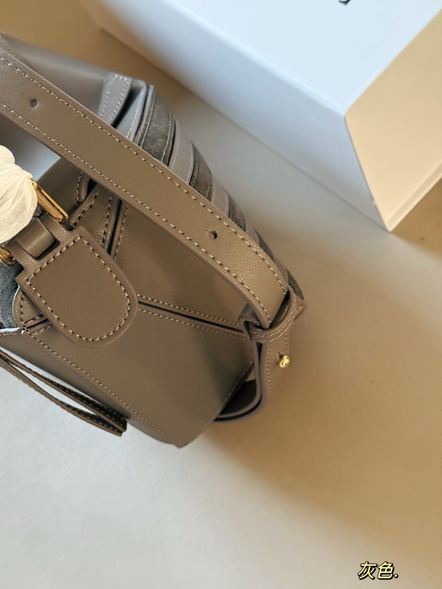 Matte leather patchwork color geometric bag cowhide