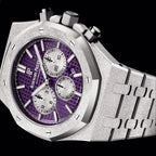 Frosted Silver -Purple White- 904L Steel - Quartz - 41mm