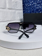 Steampunk retro square frame double beam sunglasses