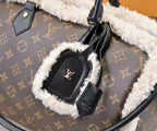 Canvas paired with comfortable wool leather handbag