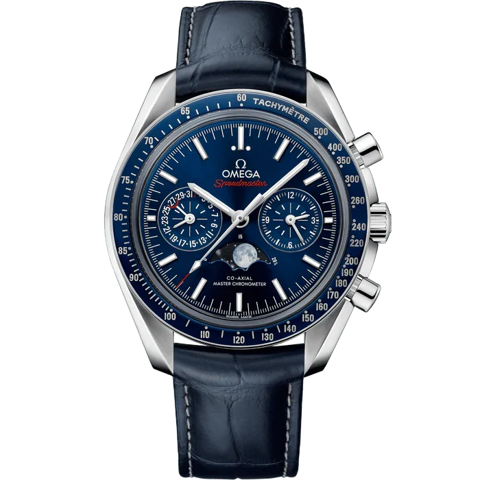 Blue White 904L Steel - Blue Leather - Chronograph - Quartz - 44mm