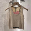 Minimalist Hem Embroidered Knitted Vest