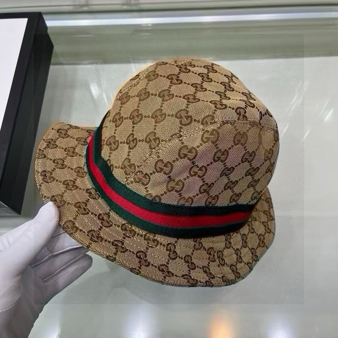 Red and green woven fisherman's hat