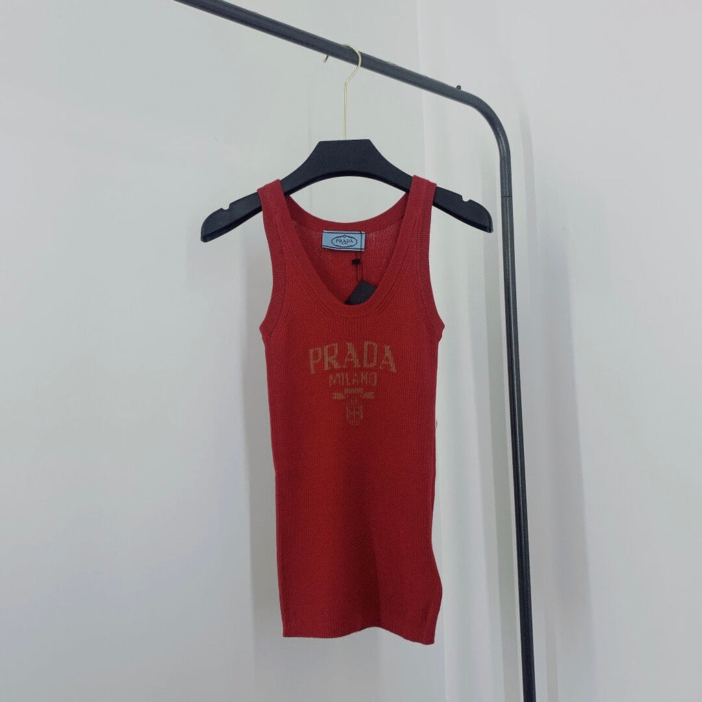 Letter Jacquard U-Neck Knitted Vest