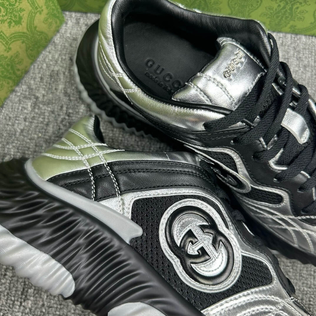 Black And Sliver Classical Embroidery Sneaker