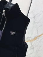 25 Small stand collar velvet down vest