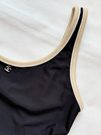 25 new summer contrast color suspender swimsuit
