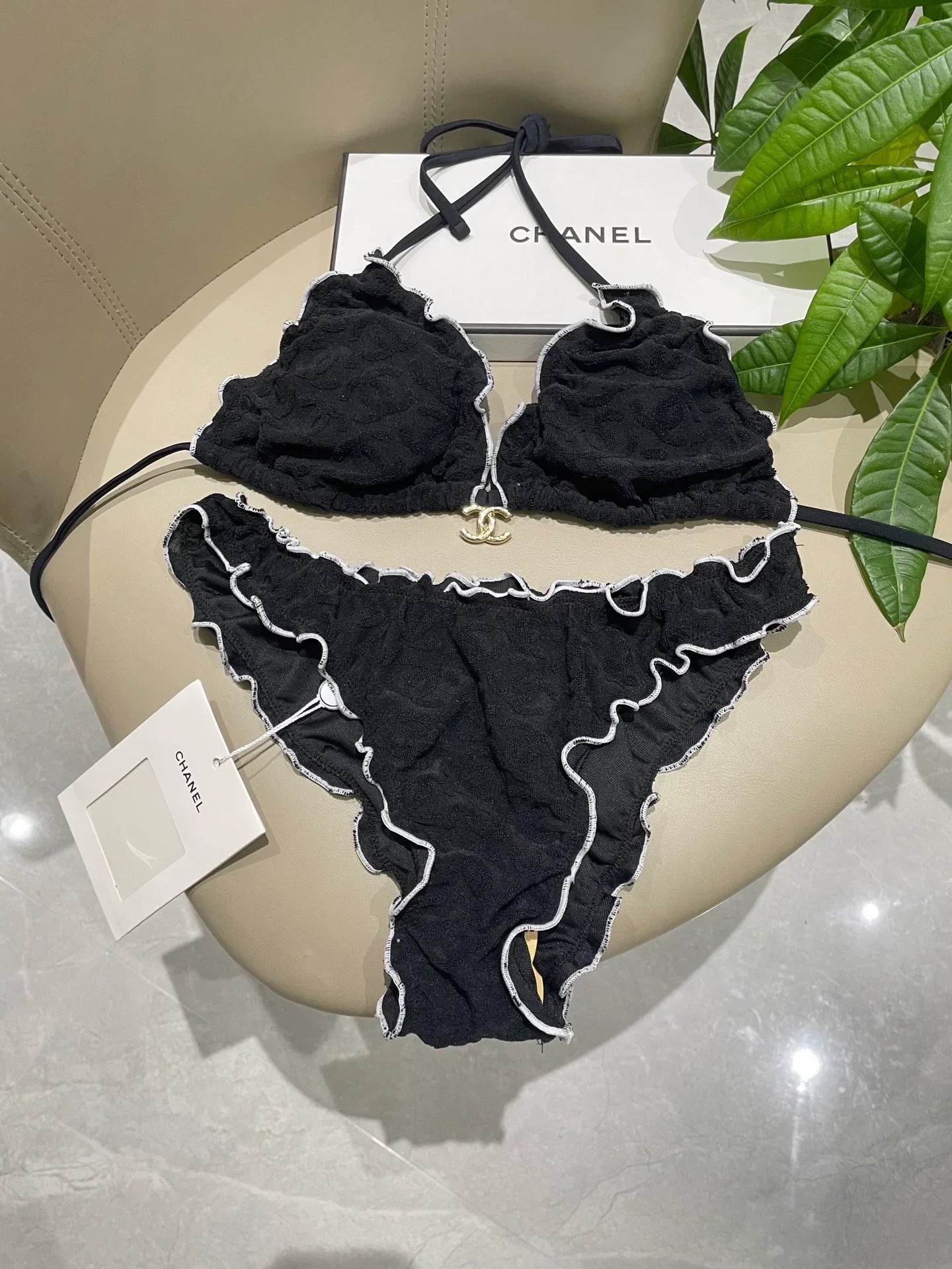 25 New bikini terry logo split swimsuit