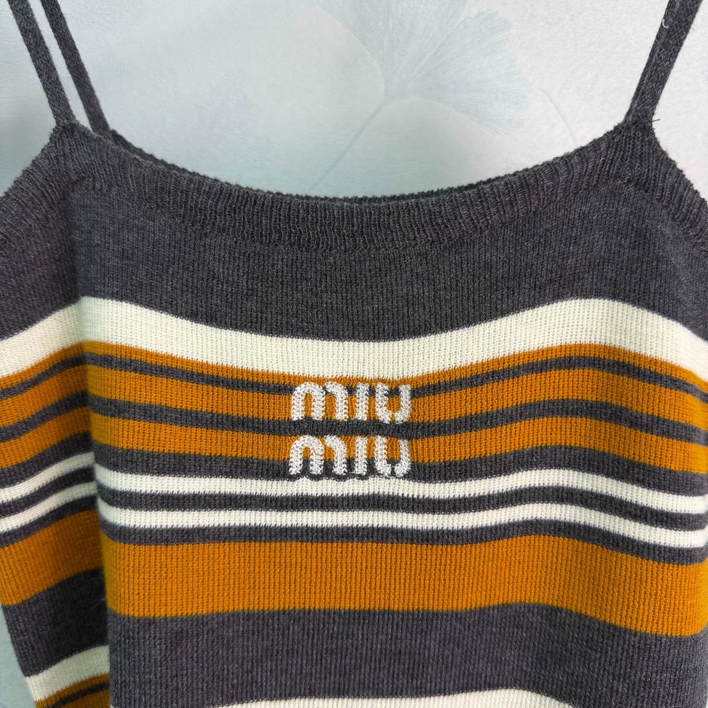 MiuMiu/26 Early Autumn New Knit Cardigan with Striped Vest